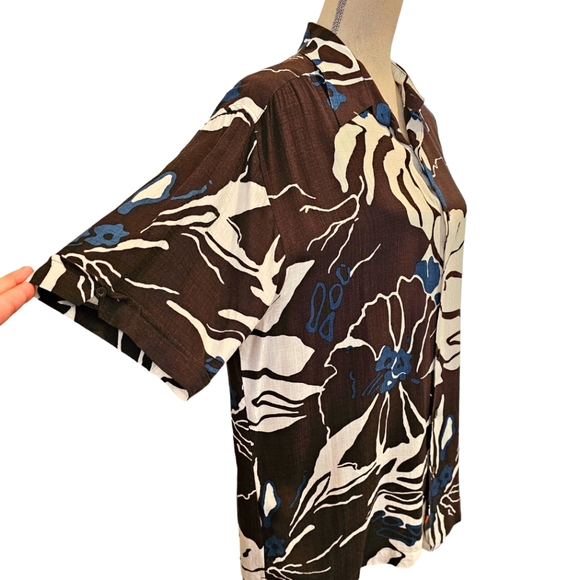 EUC Cubavera Men's Brown Tropical Short  Sleeve Button Down Shirt - Picture 3 of 4
